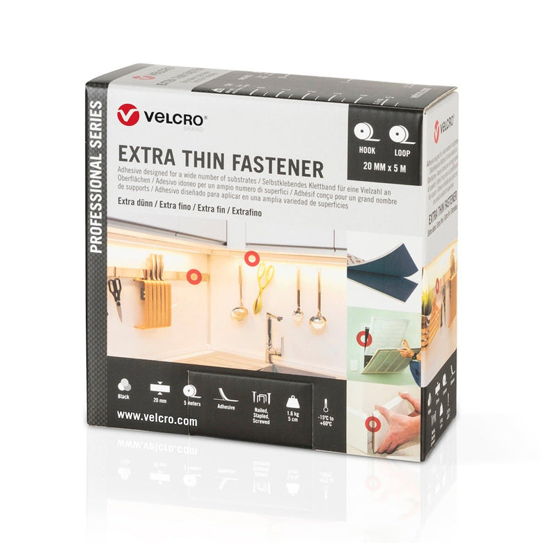 Erittäin ohut tarranauha Itseliimautuva Velcro® 20mm x 5m