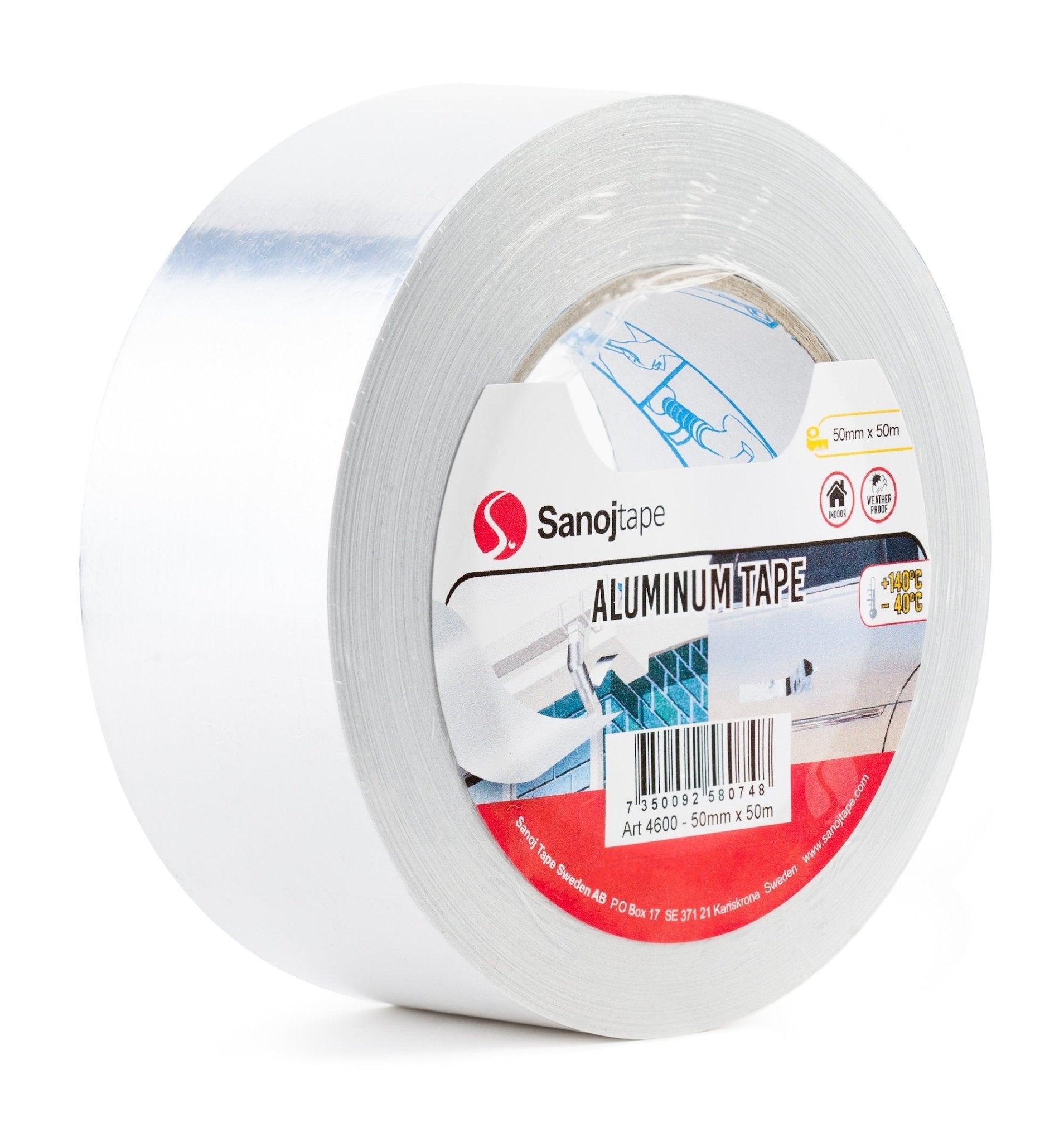 Självhäftande Aluminiumtejp Standard 50mm - Skyddar Mot Fukt, Värme & Kyla - Sanojtape SE