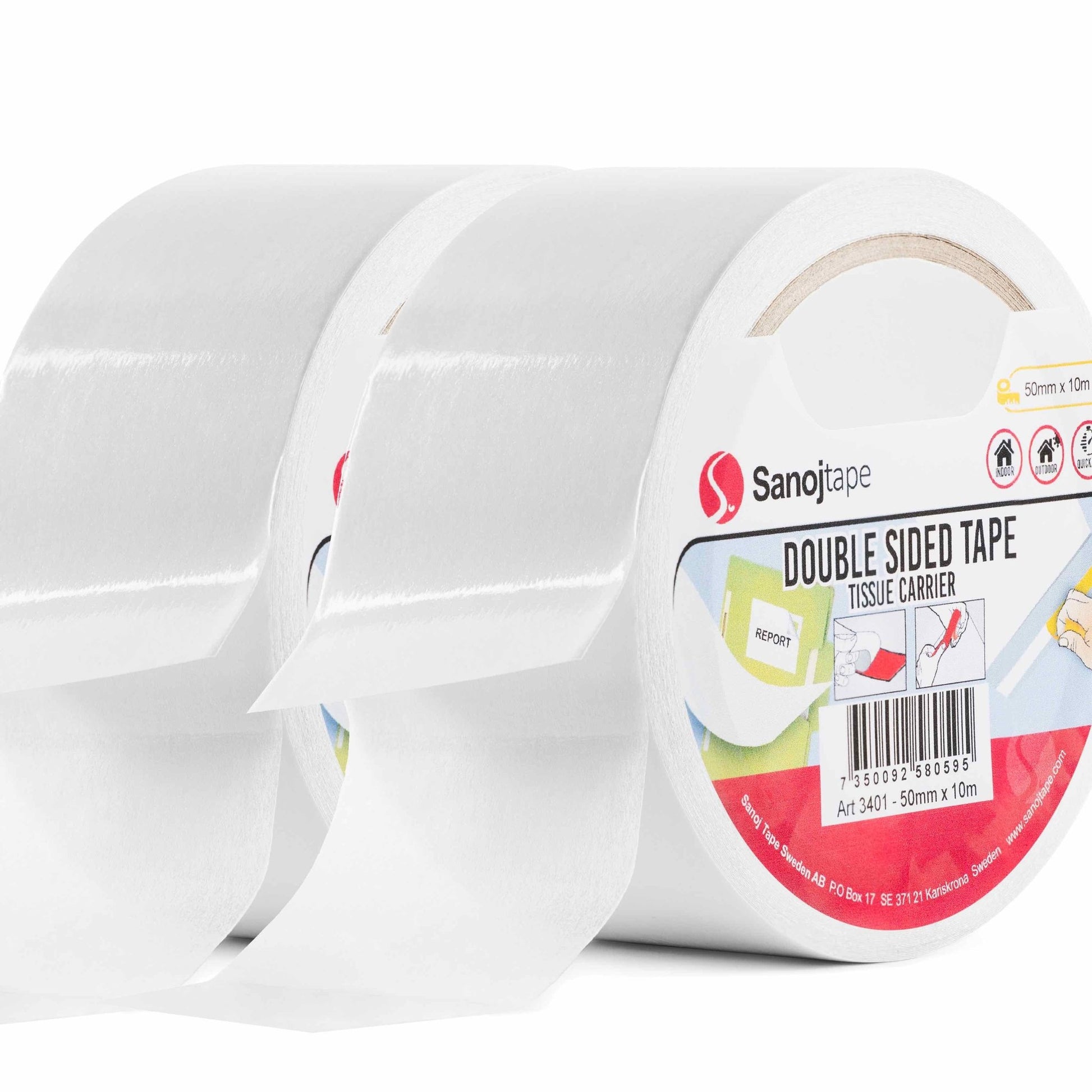 Tunn Dubbelhäftande Papperstejp Tissue - Fäster På Många Ytor - Lätt Att Riva Av - Sanojtape SE